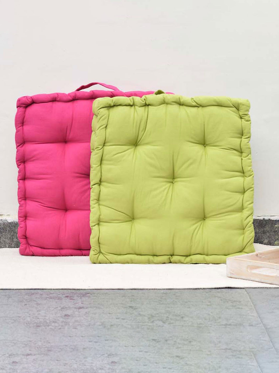 BLANC9 Pink & Green Set of 2 Matlas Floor Cushion