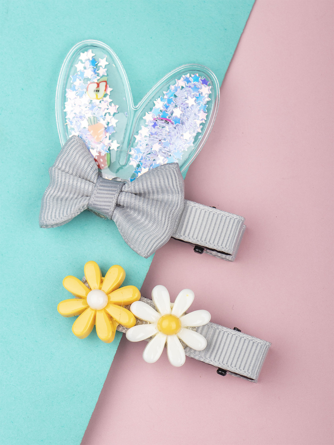 Arendelle Girls Grey Set of 2 Alligator Hair Clips