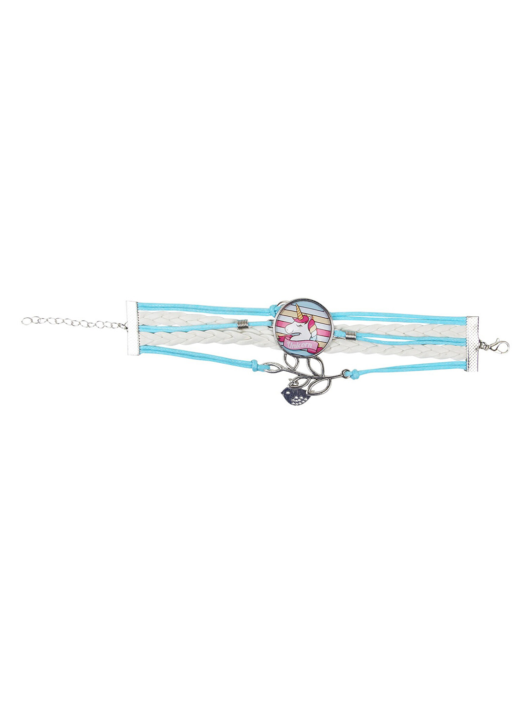 Arendelle Girls Blue Multistrand Unicorn Charm Bracelet
