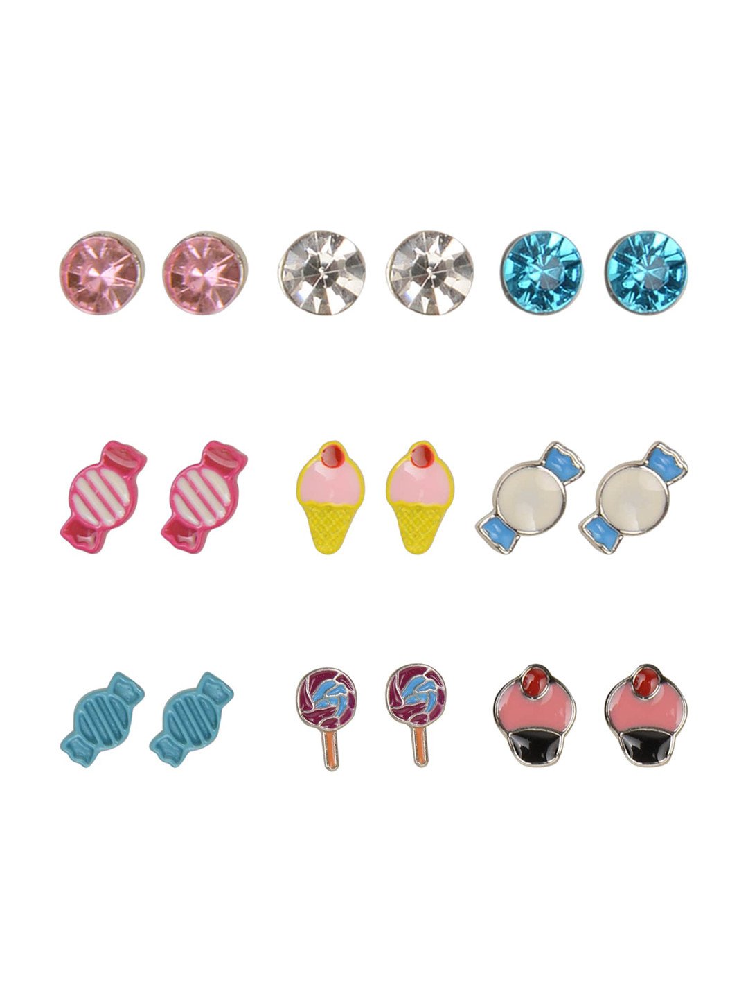 Arendelle Silver-Toned Contemporary Studs Earrings