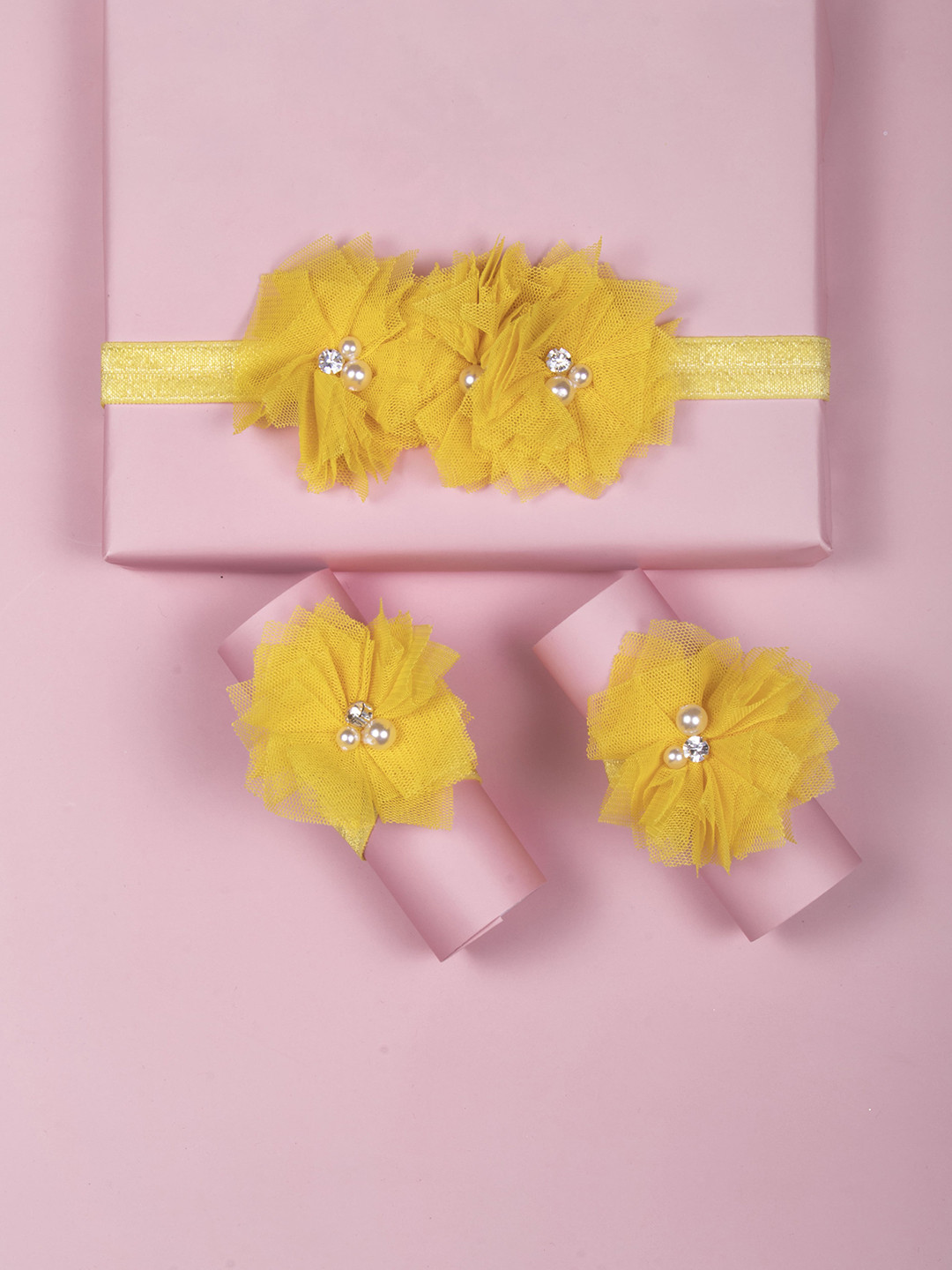 Arendelle Infant Girls Yellow Hairband With Foot Bands