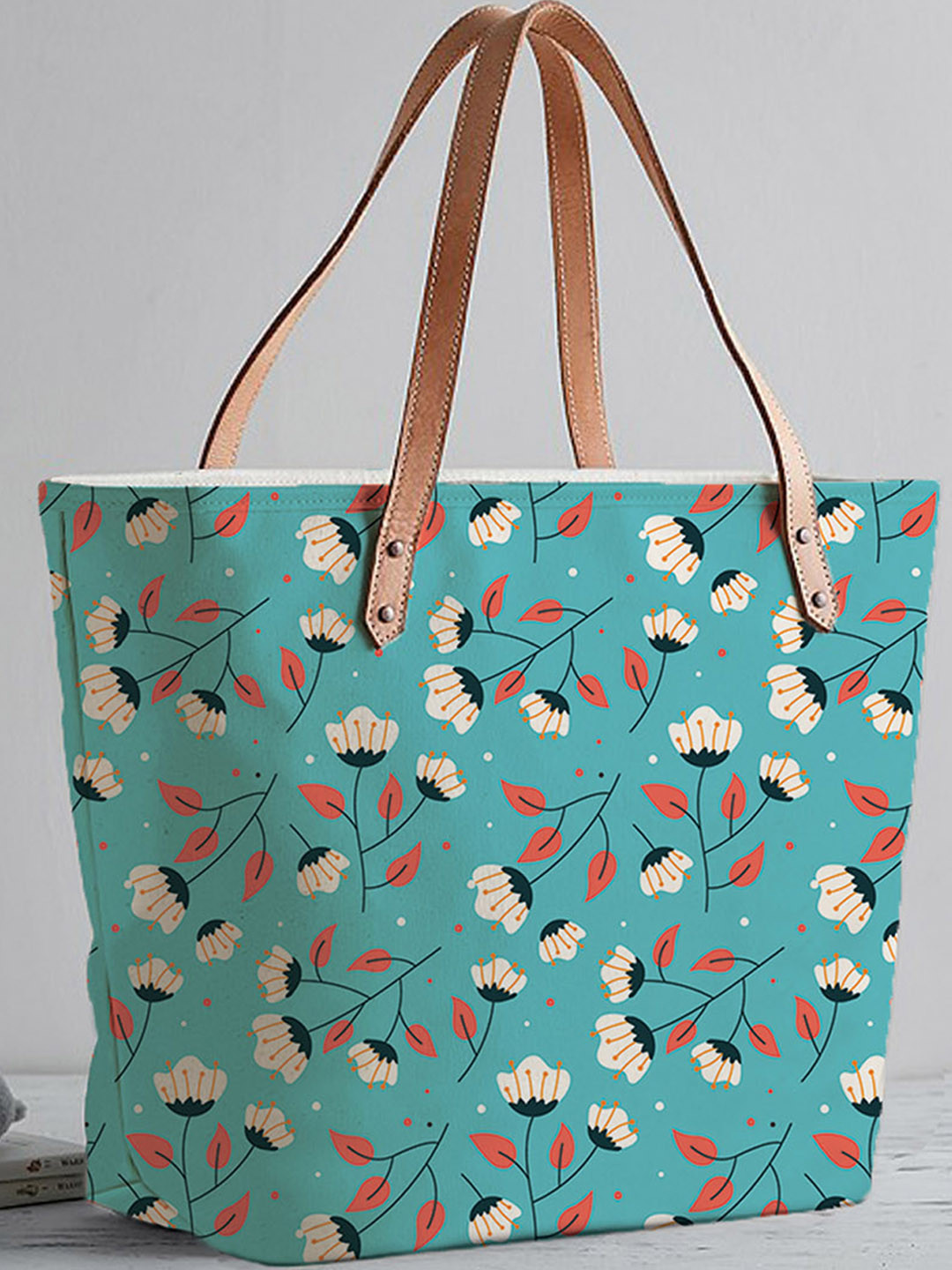 STYBUZZ Blue Printed Structured Tote Bag