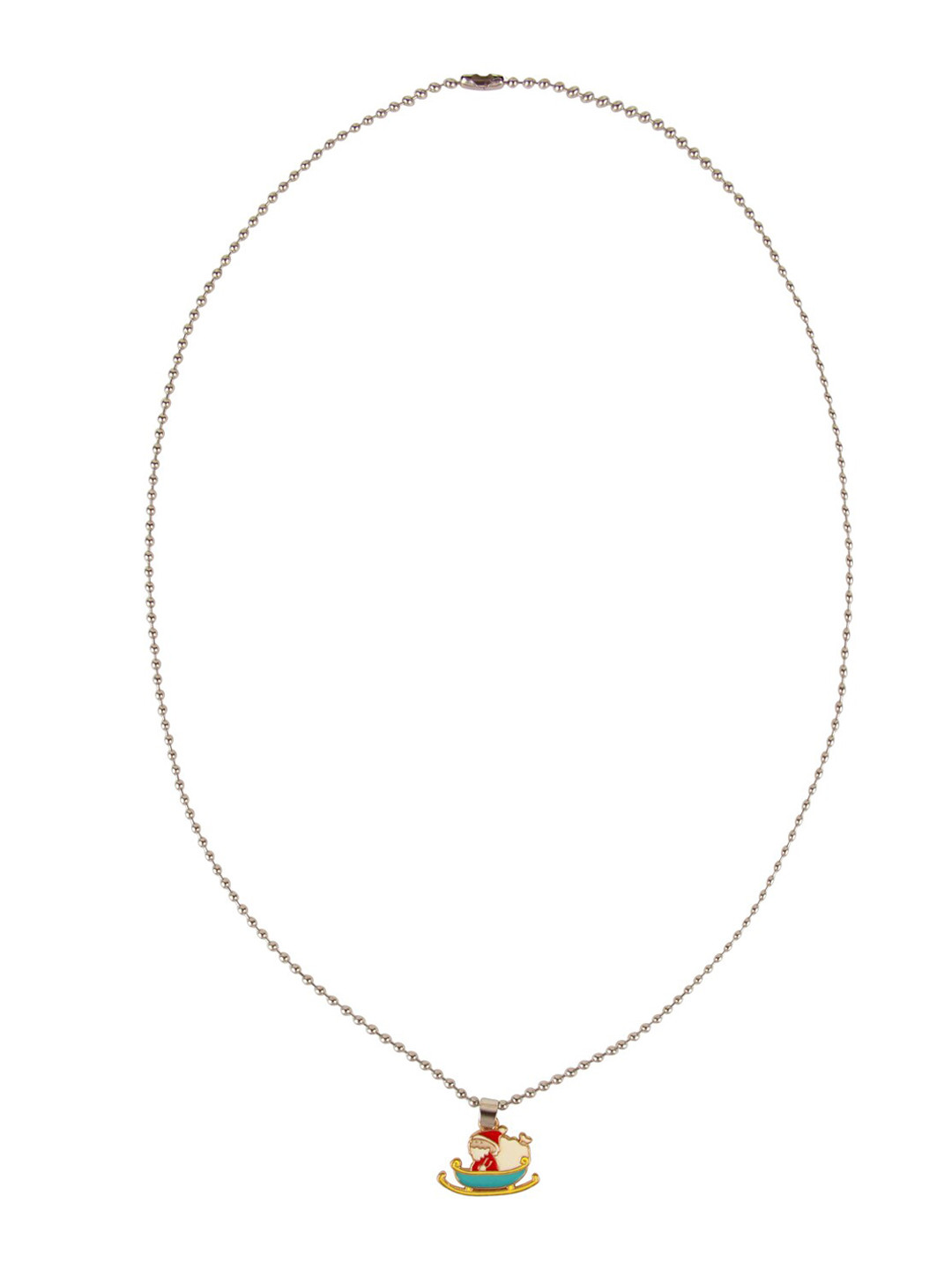 Arendelle Girls Gold-Toned & Red Christmas Special Santa in Sleigh Boat Pendant