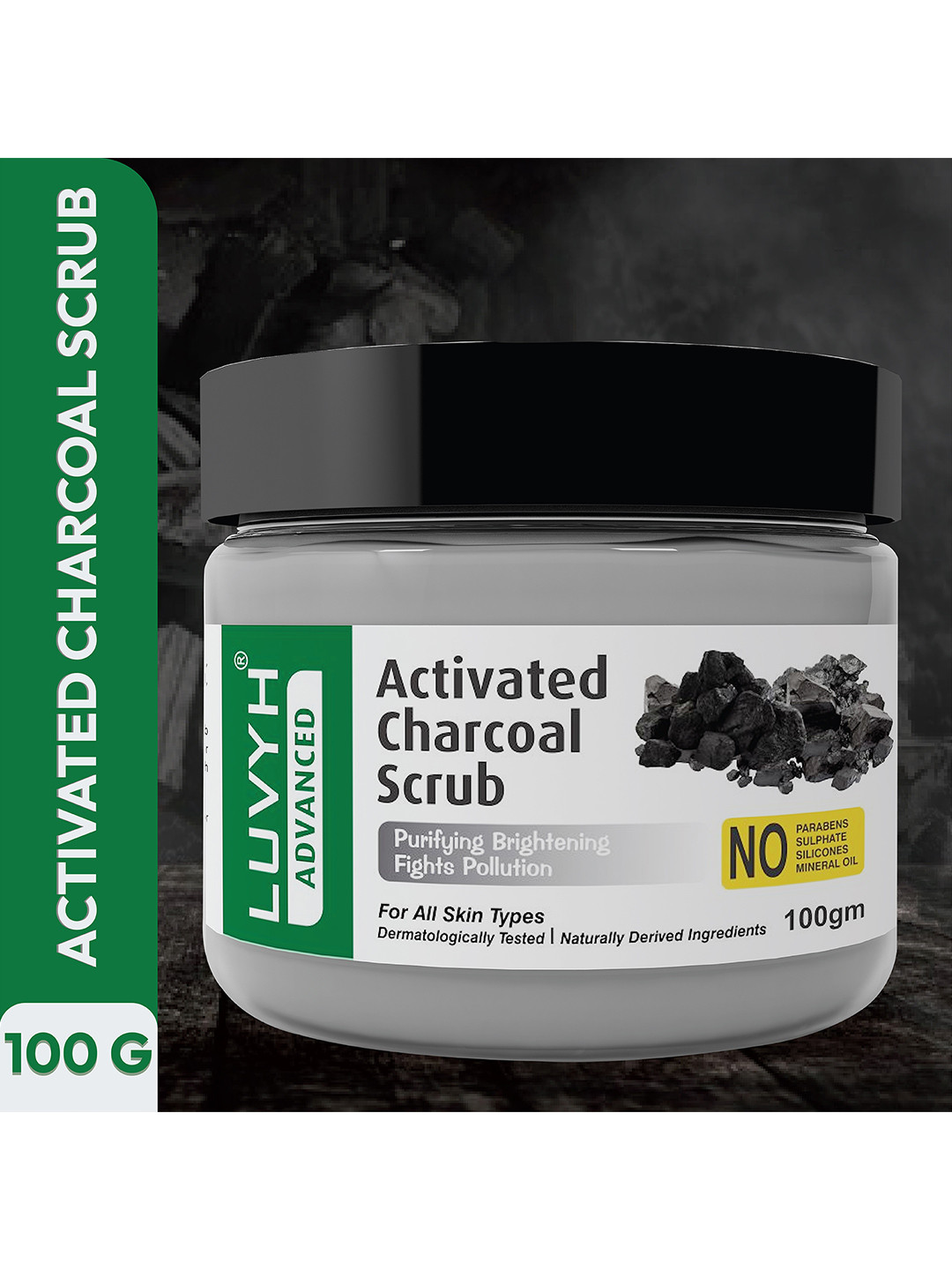 LUVYH Advanced Activated Charcoal Scrub for All Skin Types - 100 g