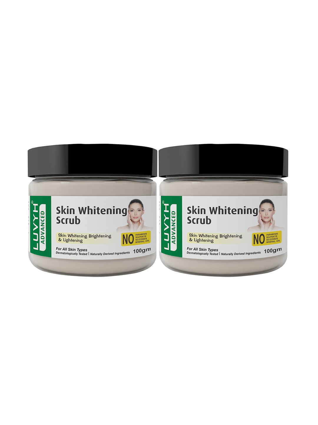 LUVYH Advanced Set of 2 Skin Whitening Scrubs for All Skin Types - 100 g Each