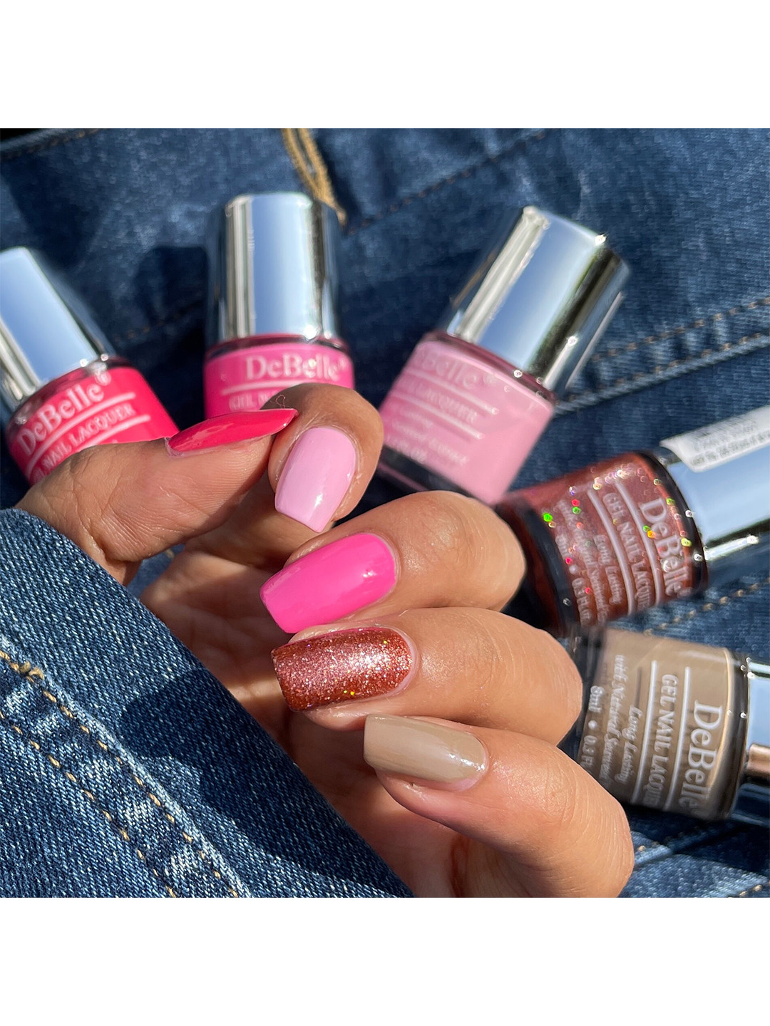 DeBelle Set Of 5 Cotton Candy Pastels Gel Nail Polish With Seaweed Extract - 8 ml Each