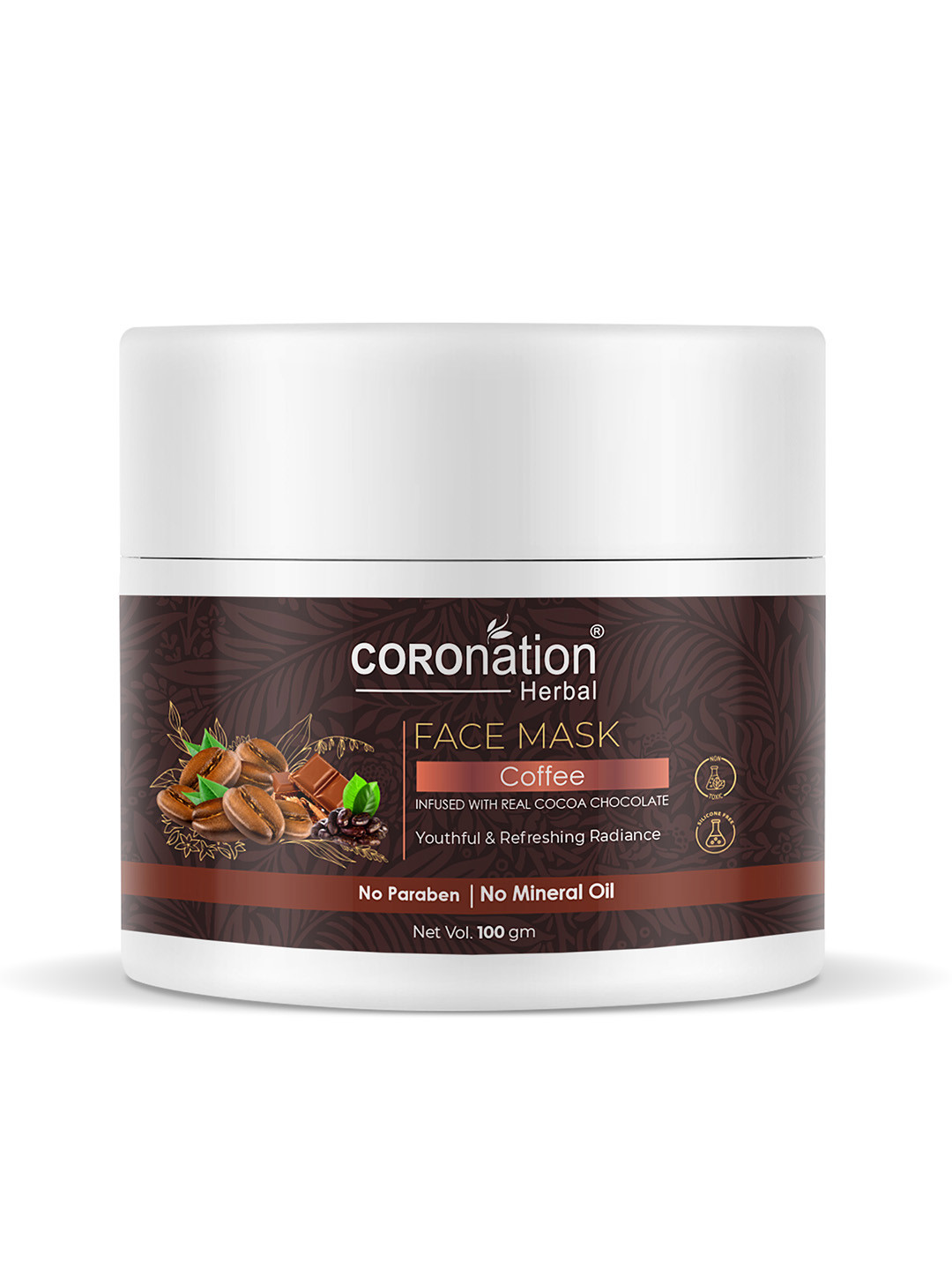 COROnation Herbal Coffee Face Mask with Real Cocoa Chocolate for Youthful Radiance - 100 g