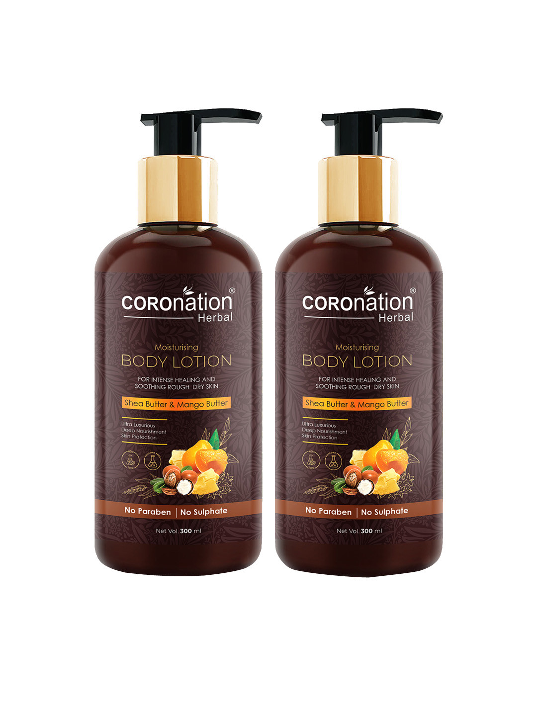 COROnation Herbal Set of 2 Shea Butter & Mango Butter Moisturising Body Lotion-300 ml Each