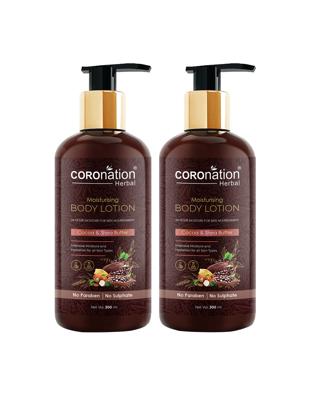 COROnation Herbal Set Of 2 Coffee Brown Cocoa Butter and Shea Butter Moisturizing Body Lotion