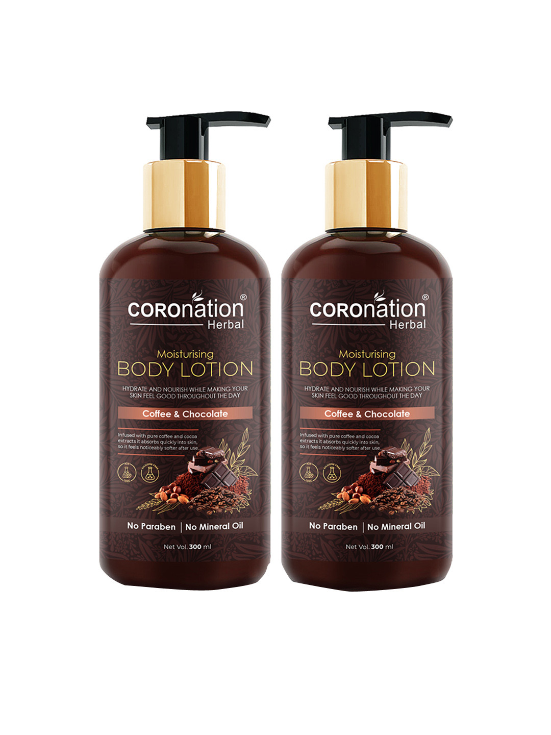 COROnation Herbal Set of 2 Coffee & Chocolate Moisturising Body Lotion - 300 ml Each