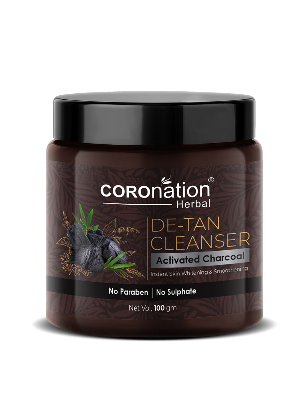 COROnation Herbal Skin Whitening & Smoothening Activated Charcoal De-Tan Cleanser 100 gm