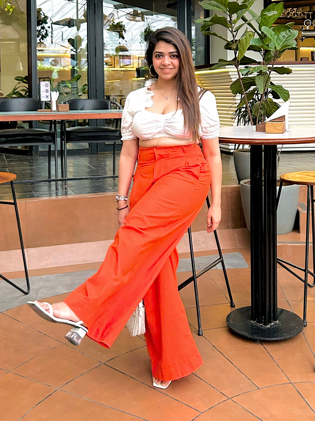 SASSAFRAS Women Red High-Rise Wide Leg Trousers