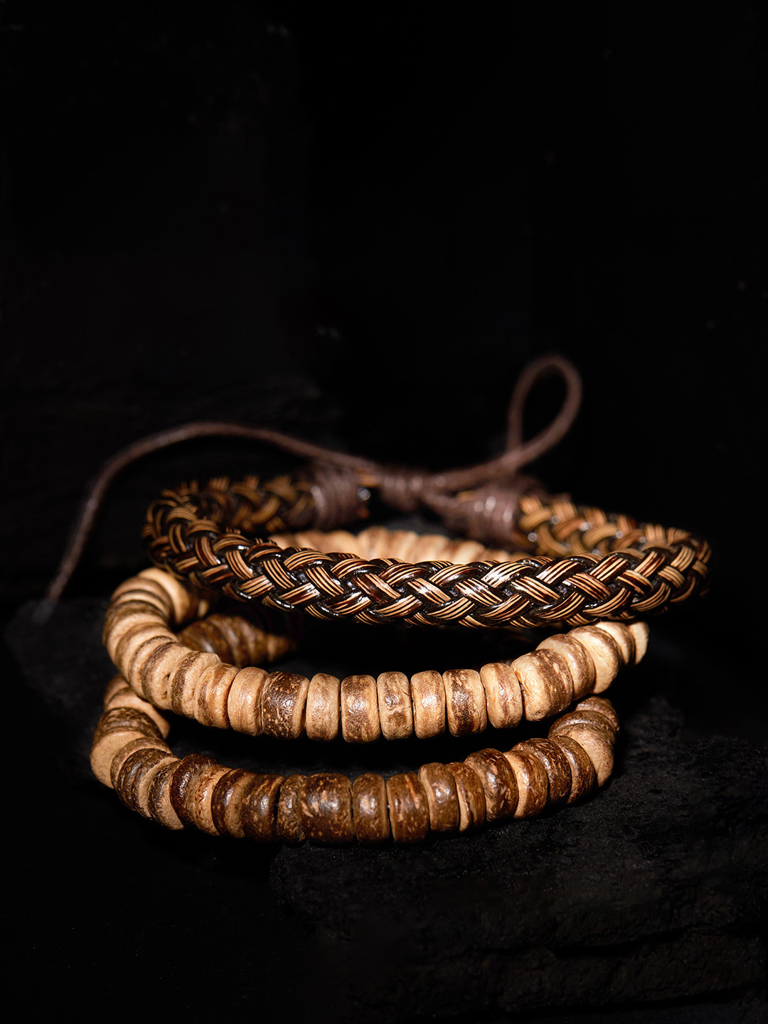 Roadster Men 3 Brown Handcrafted Wraparound Bracelet