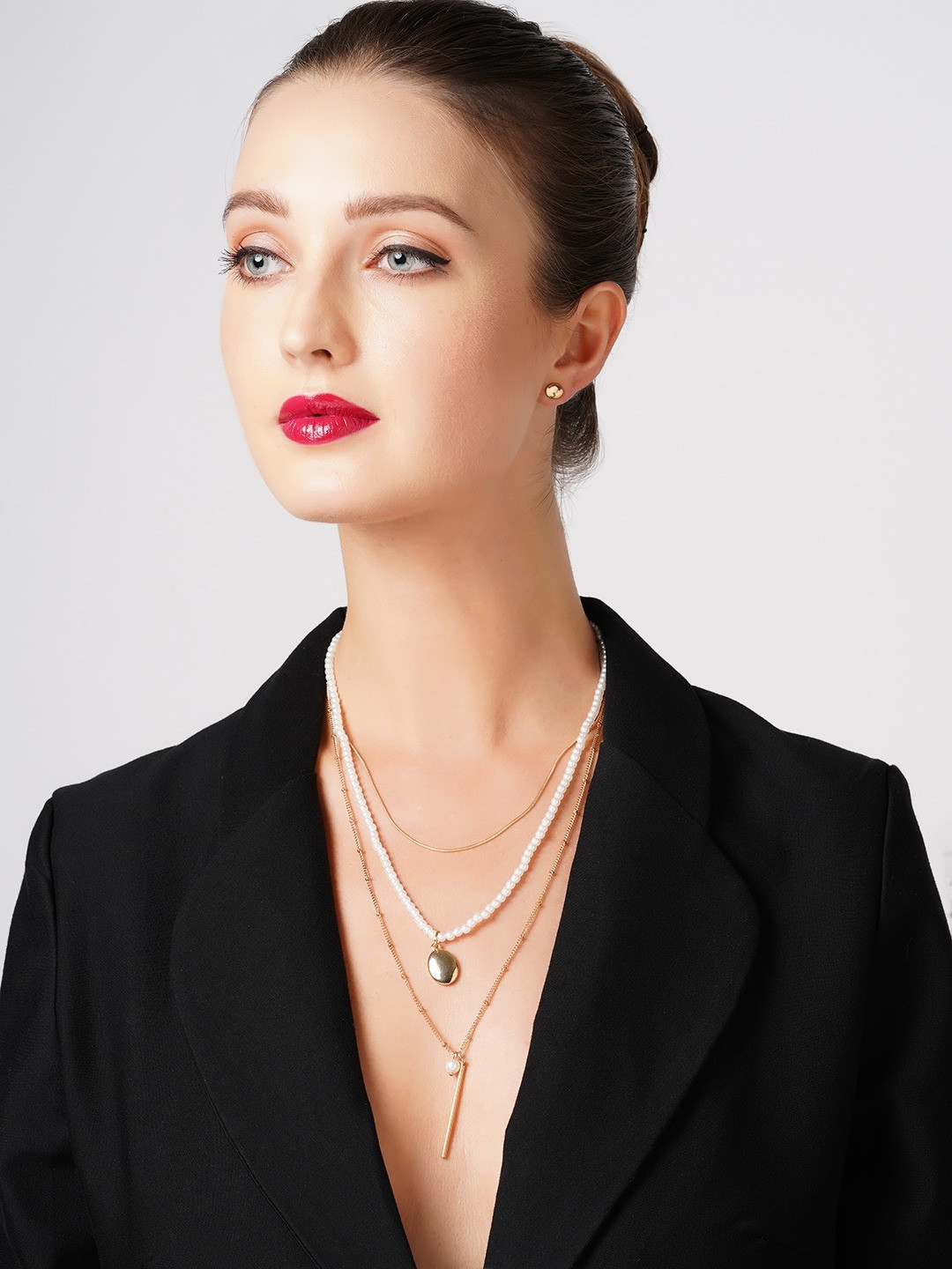 AMI Gold-Toned & White Gold-Plated Layered Chain