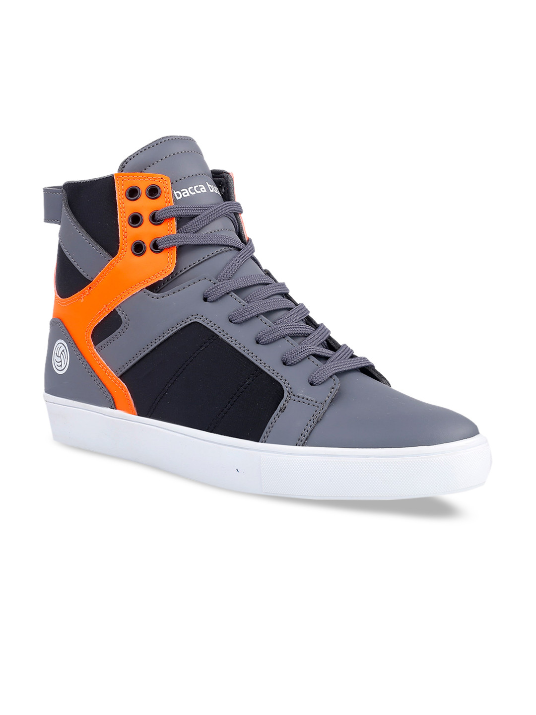 bacca bucci Men Grey Colourblocked High-Top Sneakers