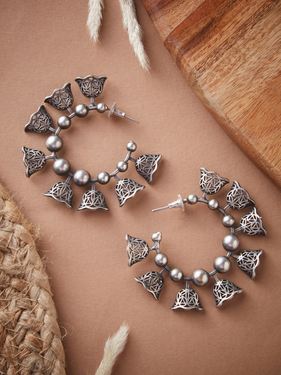 ATIBELLE Oxidised Silver-Plated  Classic Drop Earrings