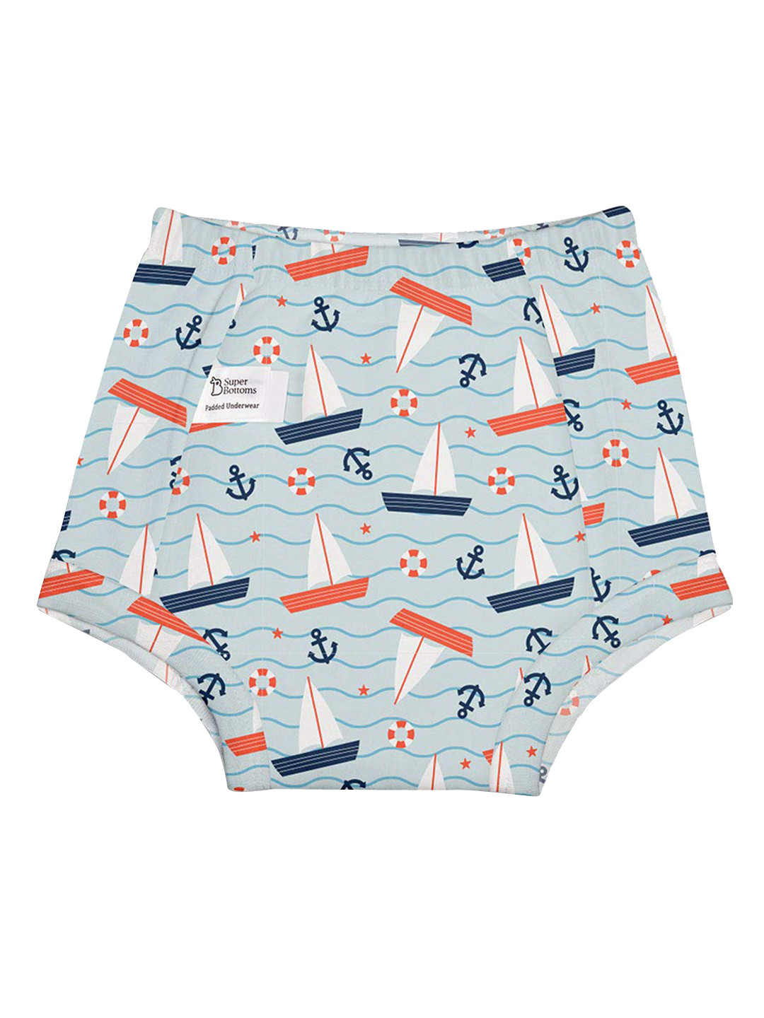 SuperBottoms Kids Pack of 2 White & Blue Sustainable Padded Potty Training Underwear