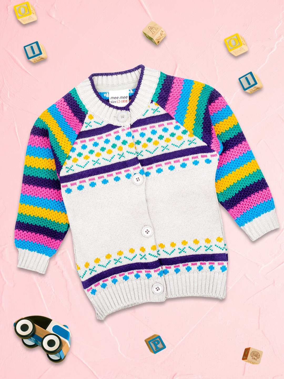 MeeMee Girls Multicoloured Printed Cardigan