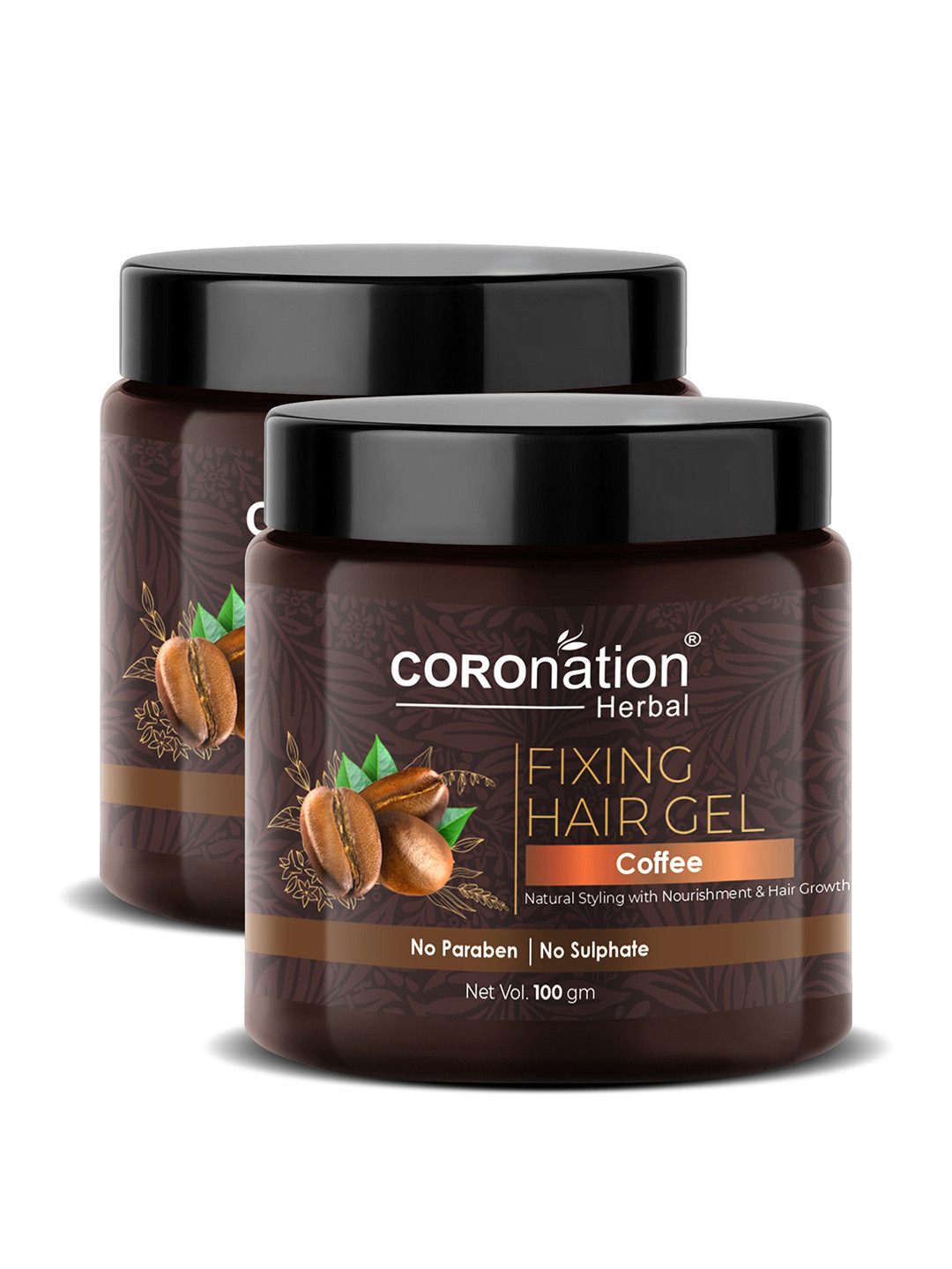 COROnation Herbal Set of 2 Coffee Fixing Hair Gel with Vegetable Glycerin 100 g each