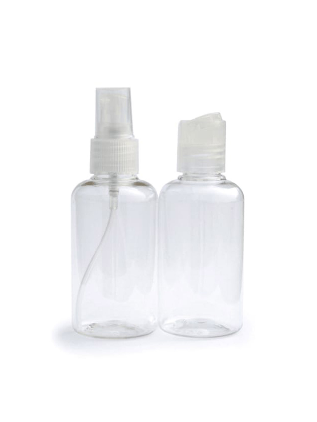 basicare Pack Of 2 Leak Proof Refillable Clear Plastic Travel Bottles