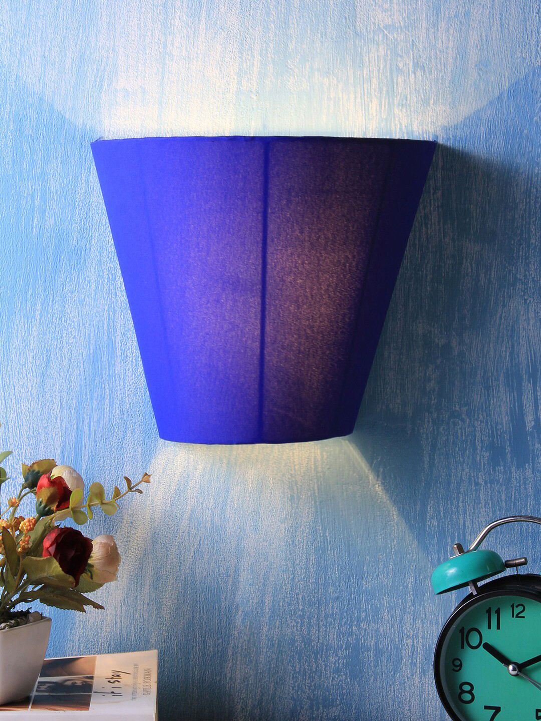 Devansh Blue Solid Cotton Wall Light Lamp
