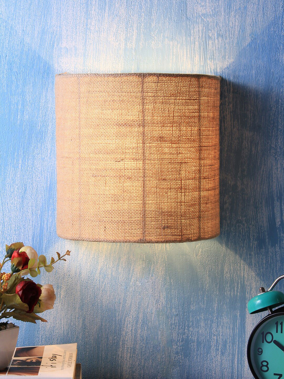 Devansh Beige Textured Jute Wall Lamp