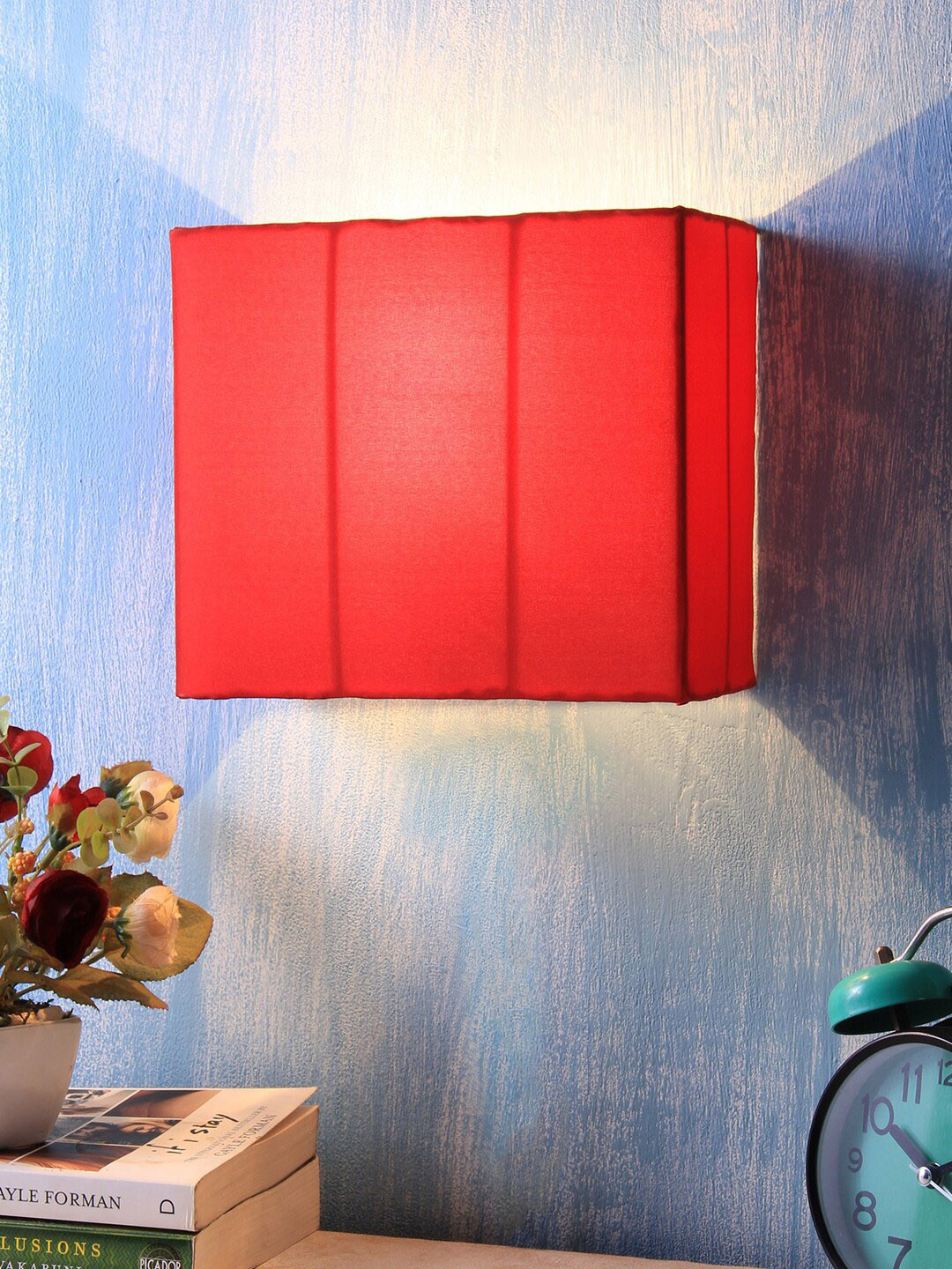 Devansh Red Solid Contemporary Square Shaped Wall Lamps