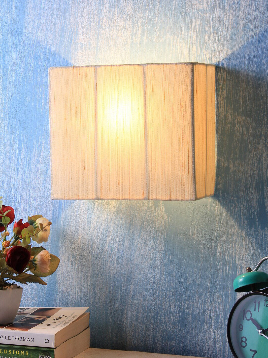 Devansh Off- White Square Cotton Wall Lamp
