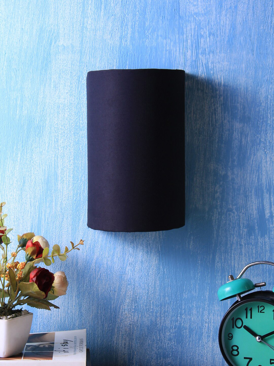 Devansh Black Small Half Round Cotton Wall Mounted Lamp