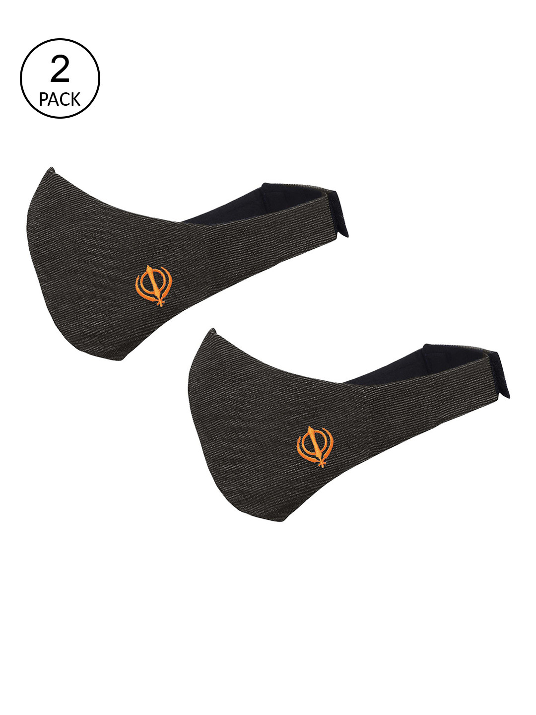 MASQ Men Pack Of 2 Black Solid 3-Ply Pure Cotton Adjustable Cloth Masks