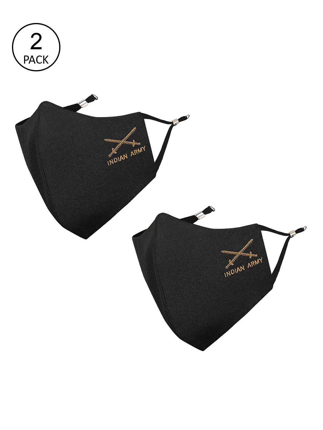 MASQ Men Olive Green Pack of 2 Embroidered 4-Ply Cloth Mask