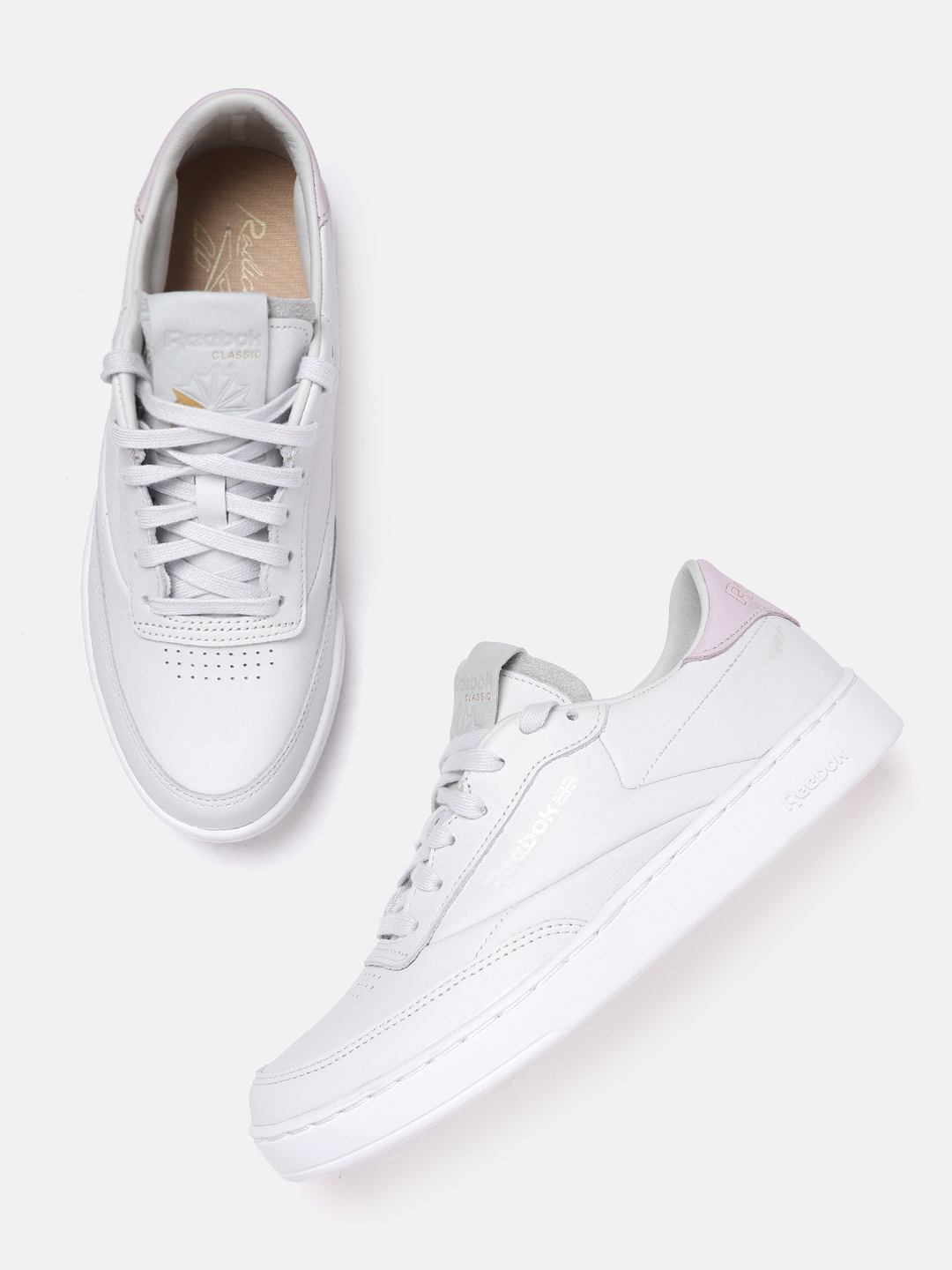 Buy Reebok Classic Women Grey White Perforated Club C Clean