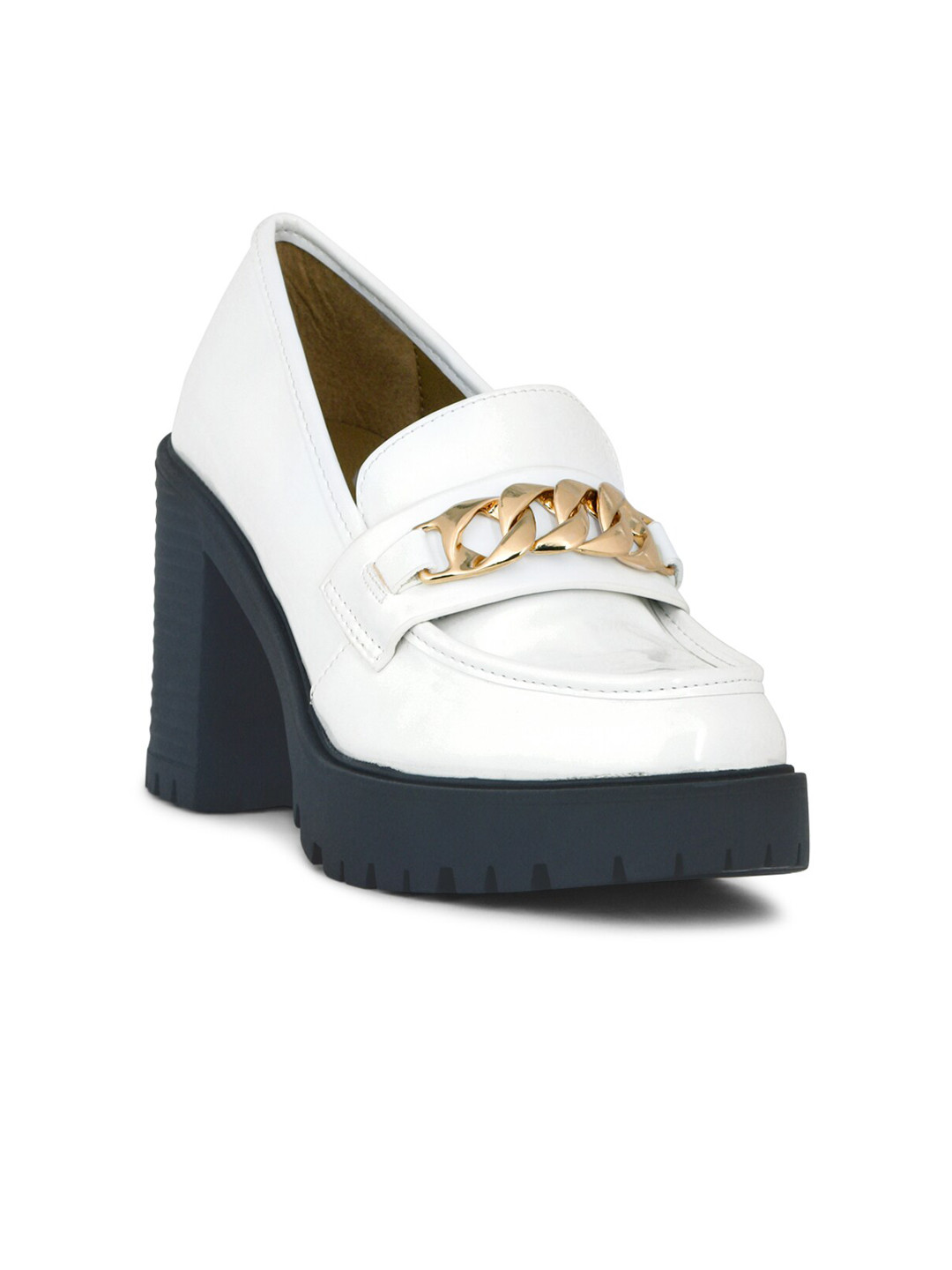 London Rag White Embellished Work Platform Pumps
