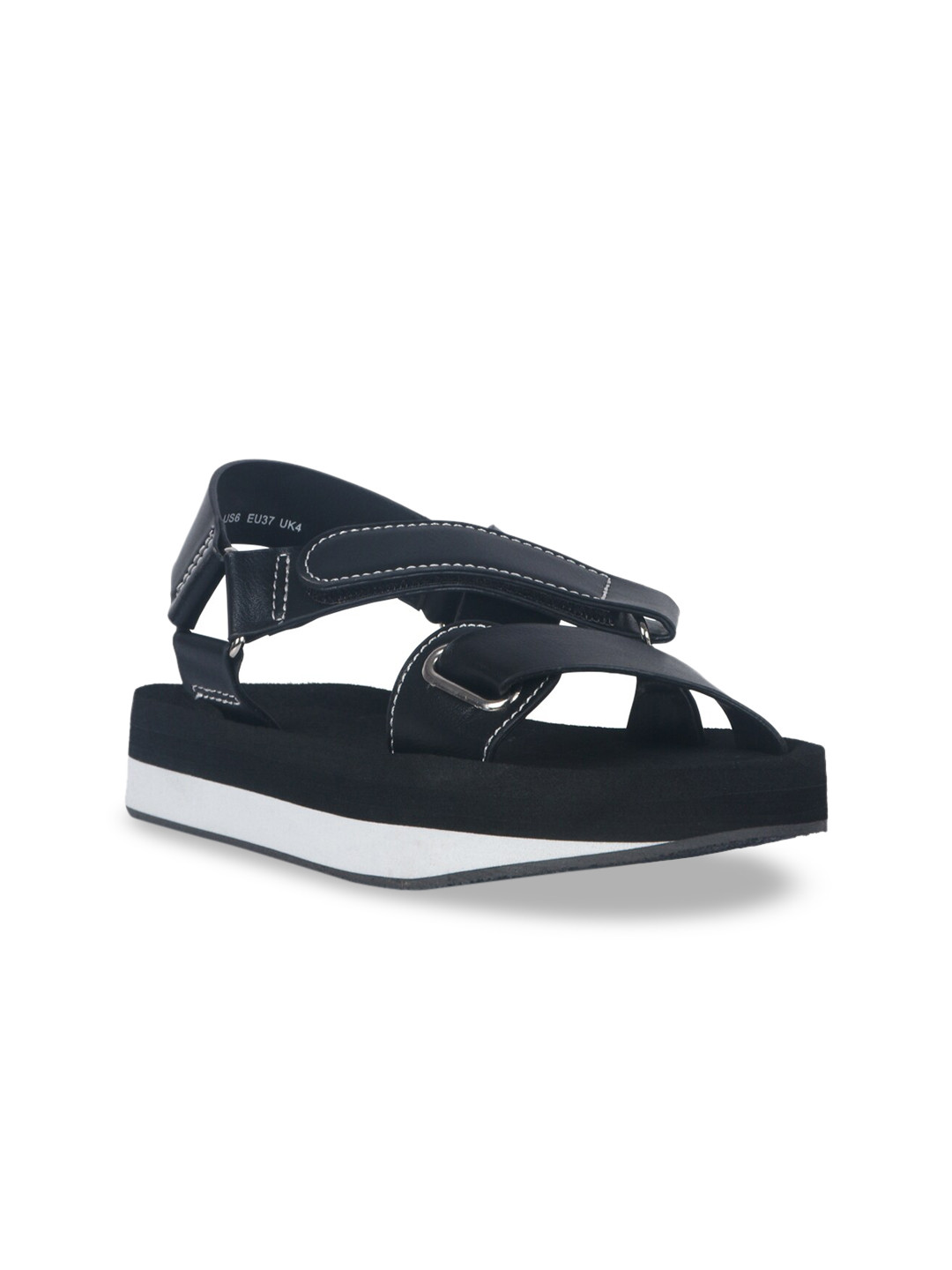 London Rag Black Platform Sandals with Laser Cuts