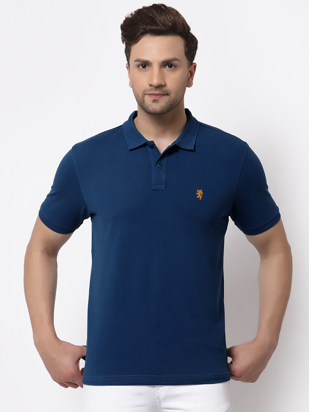 Red Tape Men Teal Polo Collar Pure Cotton T-shirt