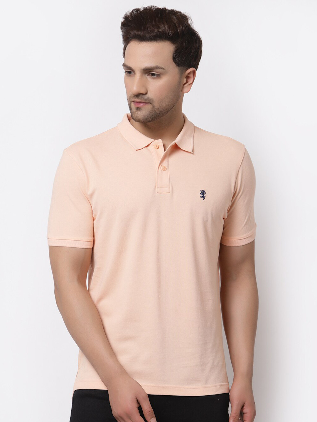 Red Tape Men Peach-Coloured Polo Collar Pure Cotton T-shirt