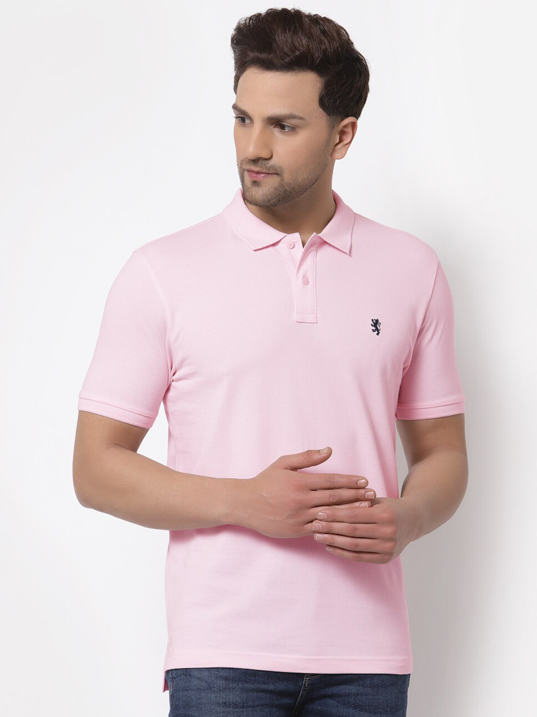 Red Tape Men Pink Polo Collar Pure Cotton T-shirt