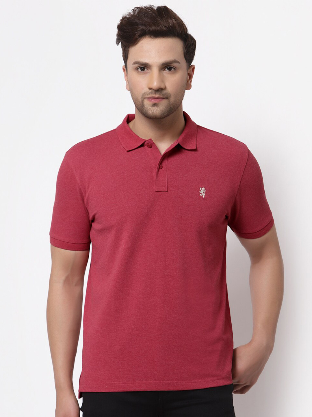 Red Tape Men Maroon Polo Collar T-shirt