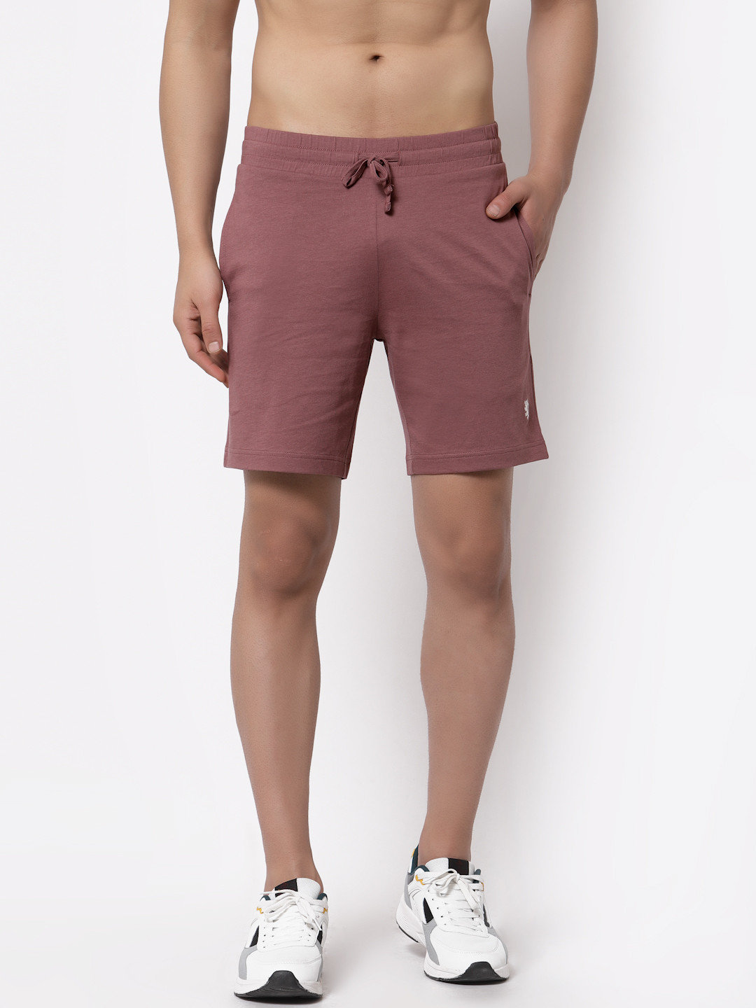 Red Tape Men Mauve Pure Cotton Training or Gym Sports Shorts