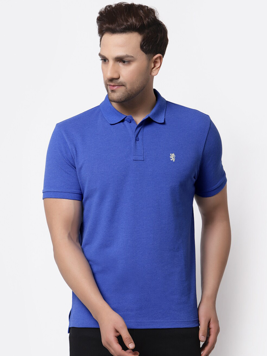 Red Tape Men Blue Regular Fit Polo Collar Cotton T-shirt