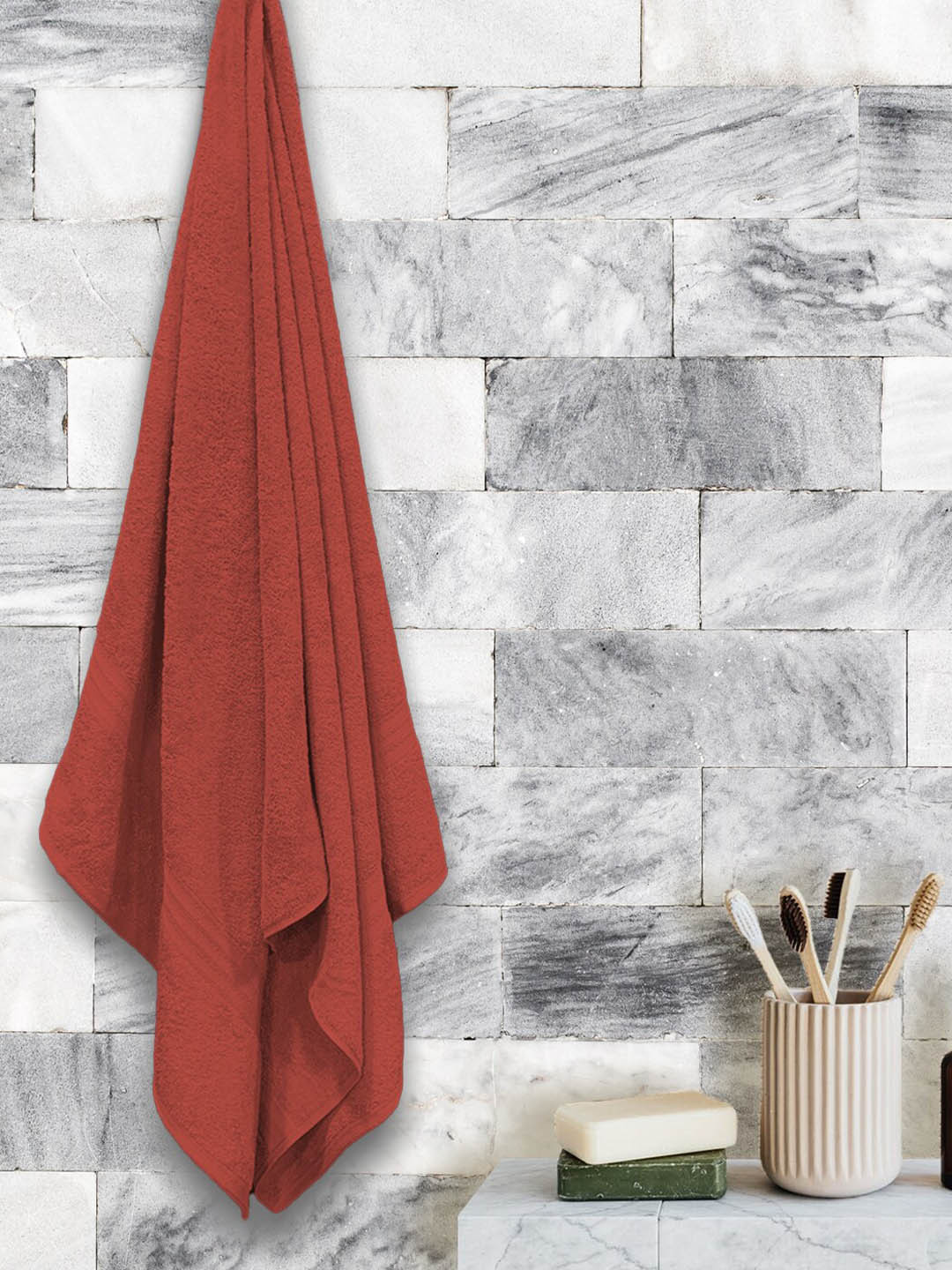 Aura Rust-Brown Solid Organic Cotton 500 GSM Bath Towel