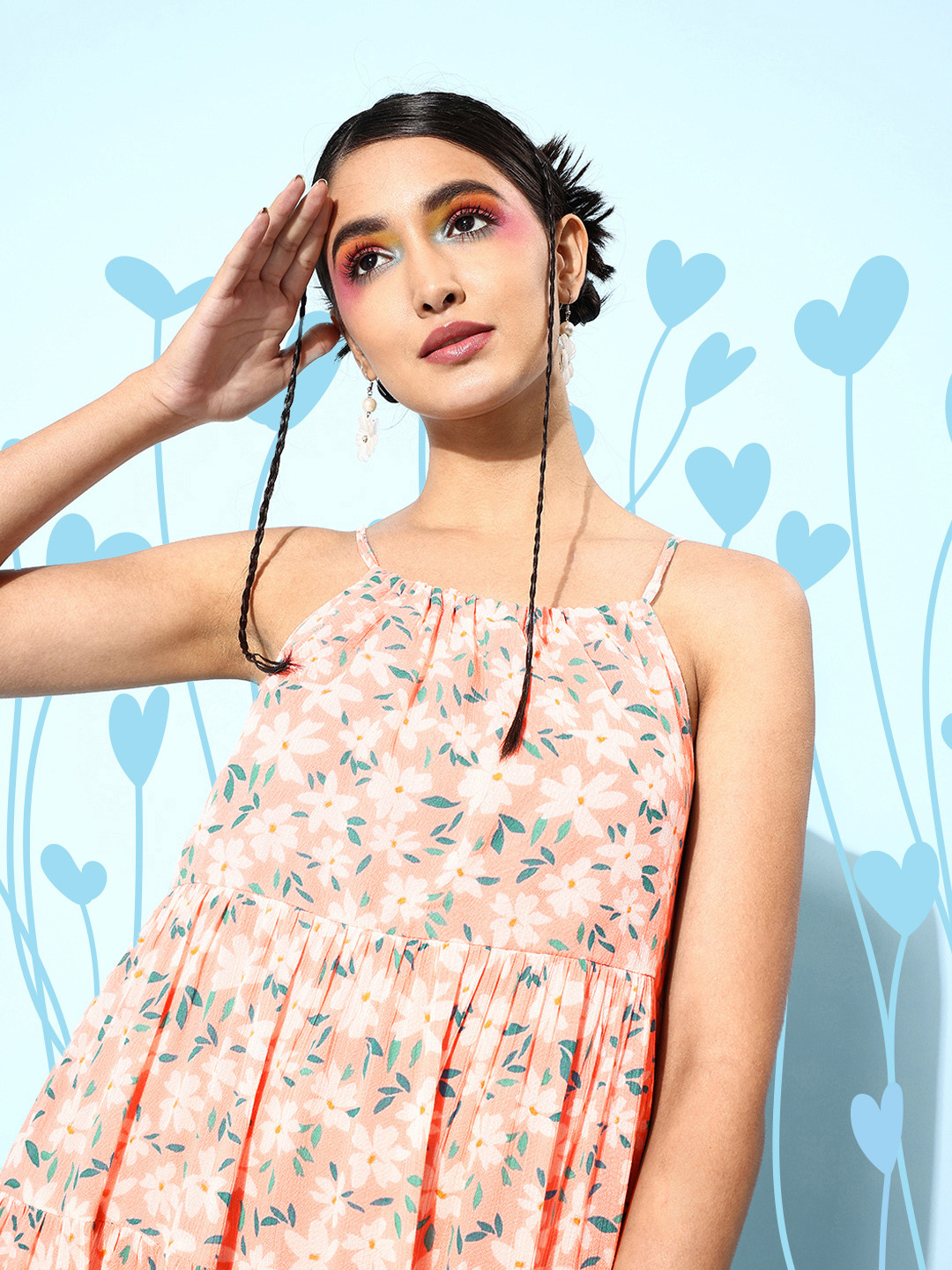 People Women Pretty Pink Floral Sun Dress