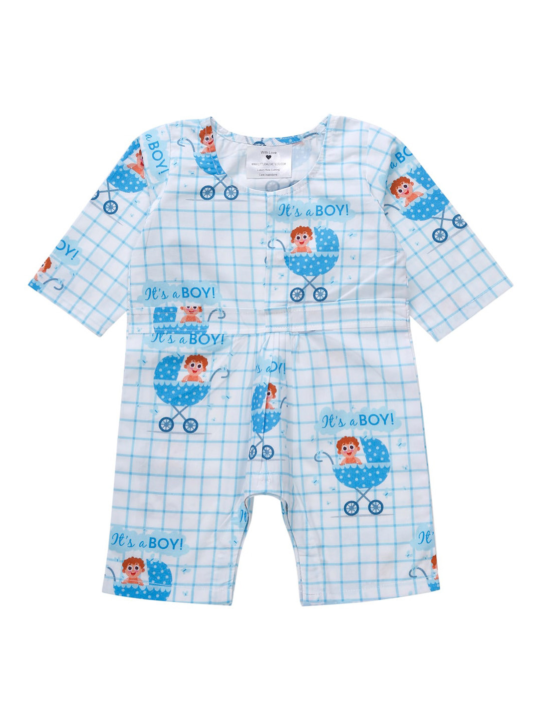 Little Musketeer Boys Blue It's A Boy Baby Printed Romper