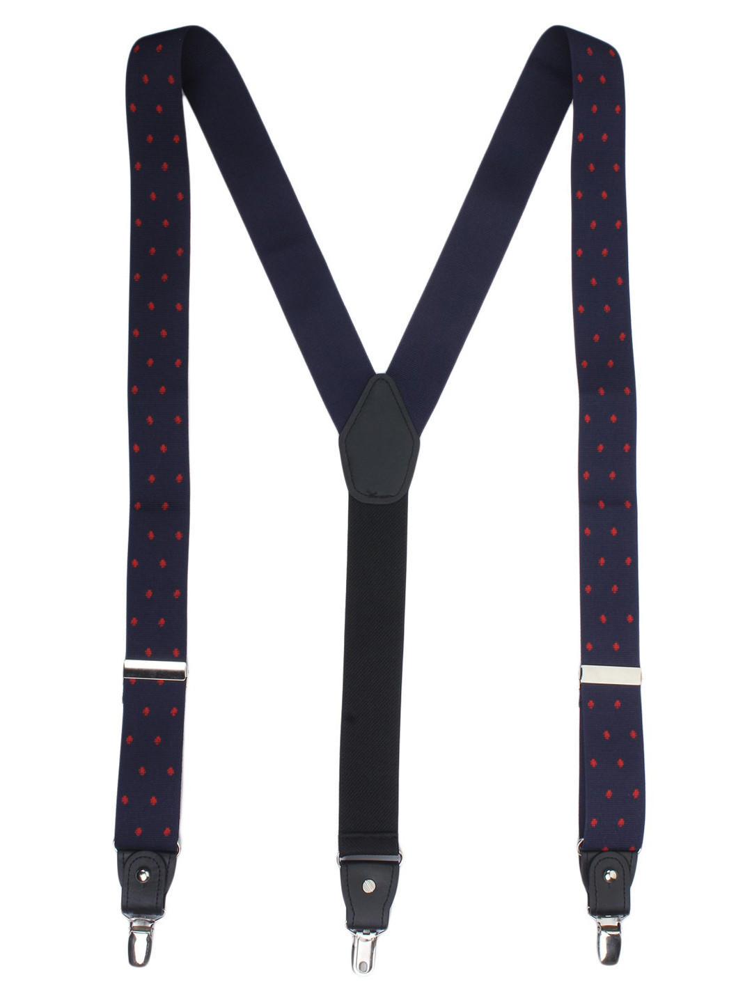 Alvaro Castagnino Navy & Red Patterned Suspenders