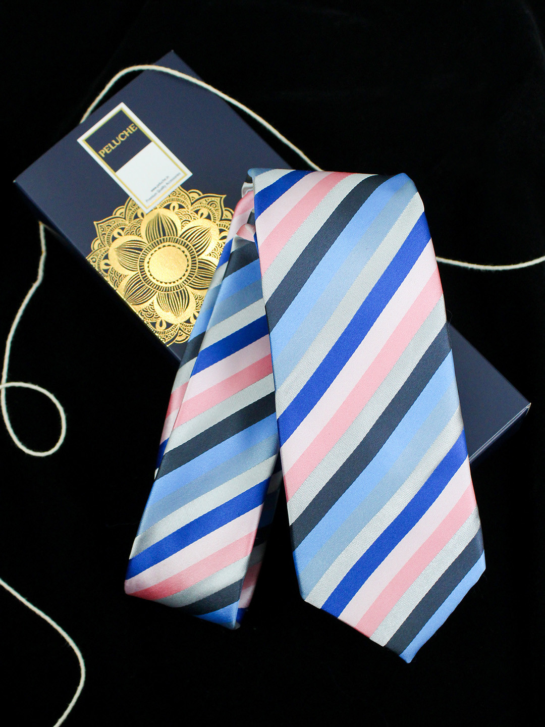 PELUCHE Men Blue & Pink Striped Blue Broad Tie