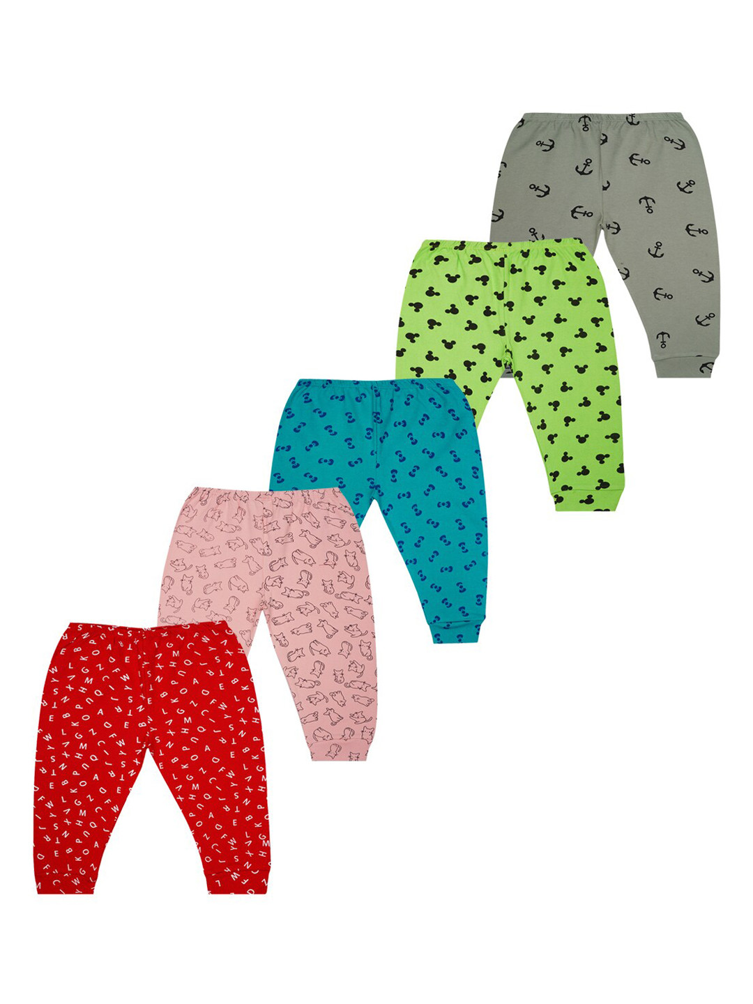 Kiddeo Boys Pack of 5 Multicolored Printed Lounge Pants