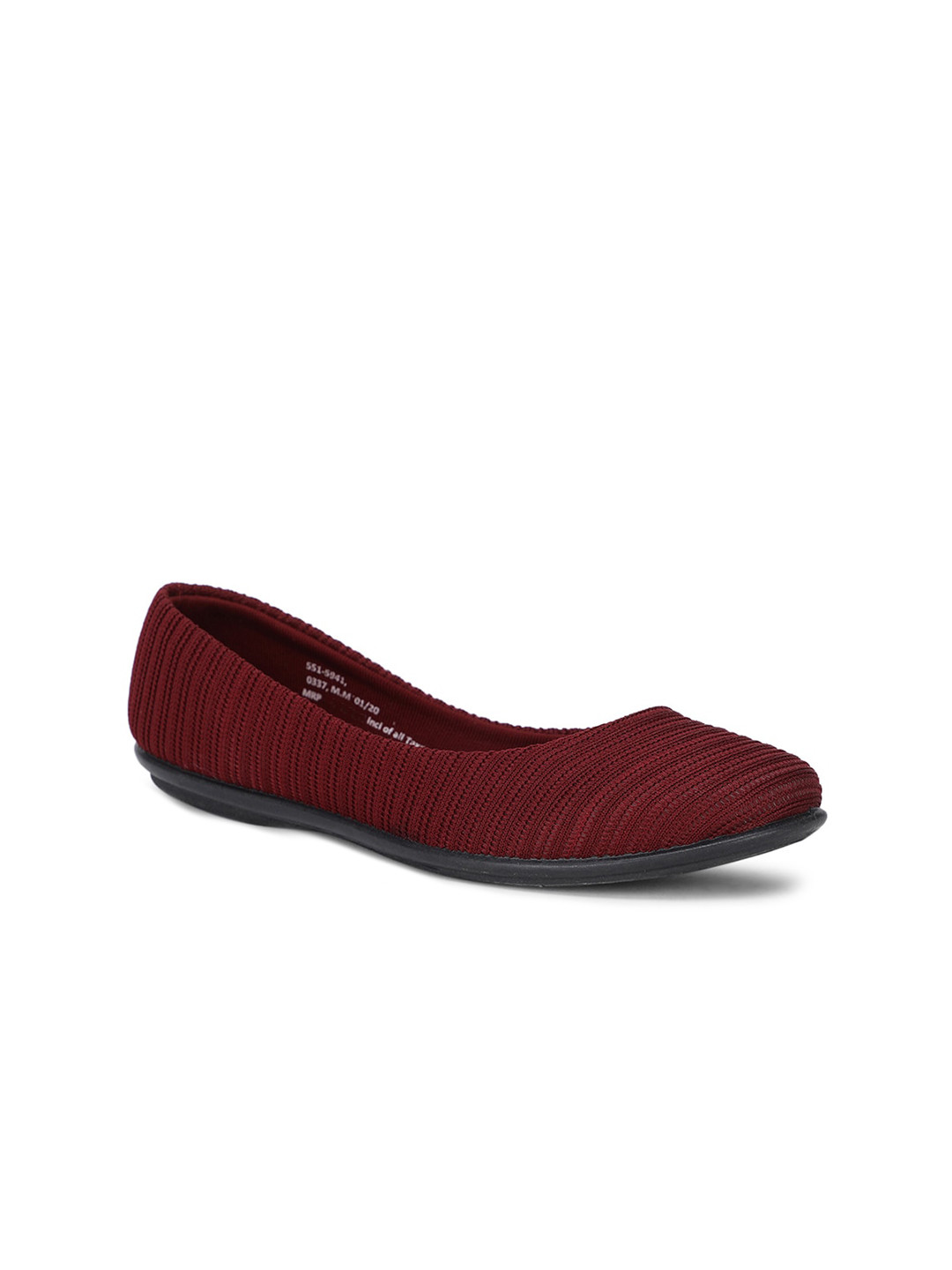 Bata Women Maroon Self Design Ballerinas Flats