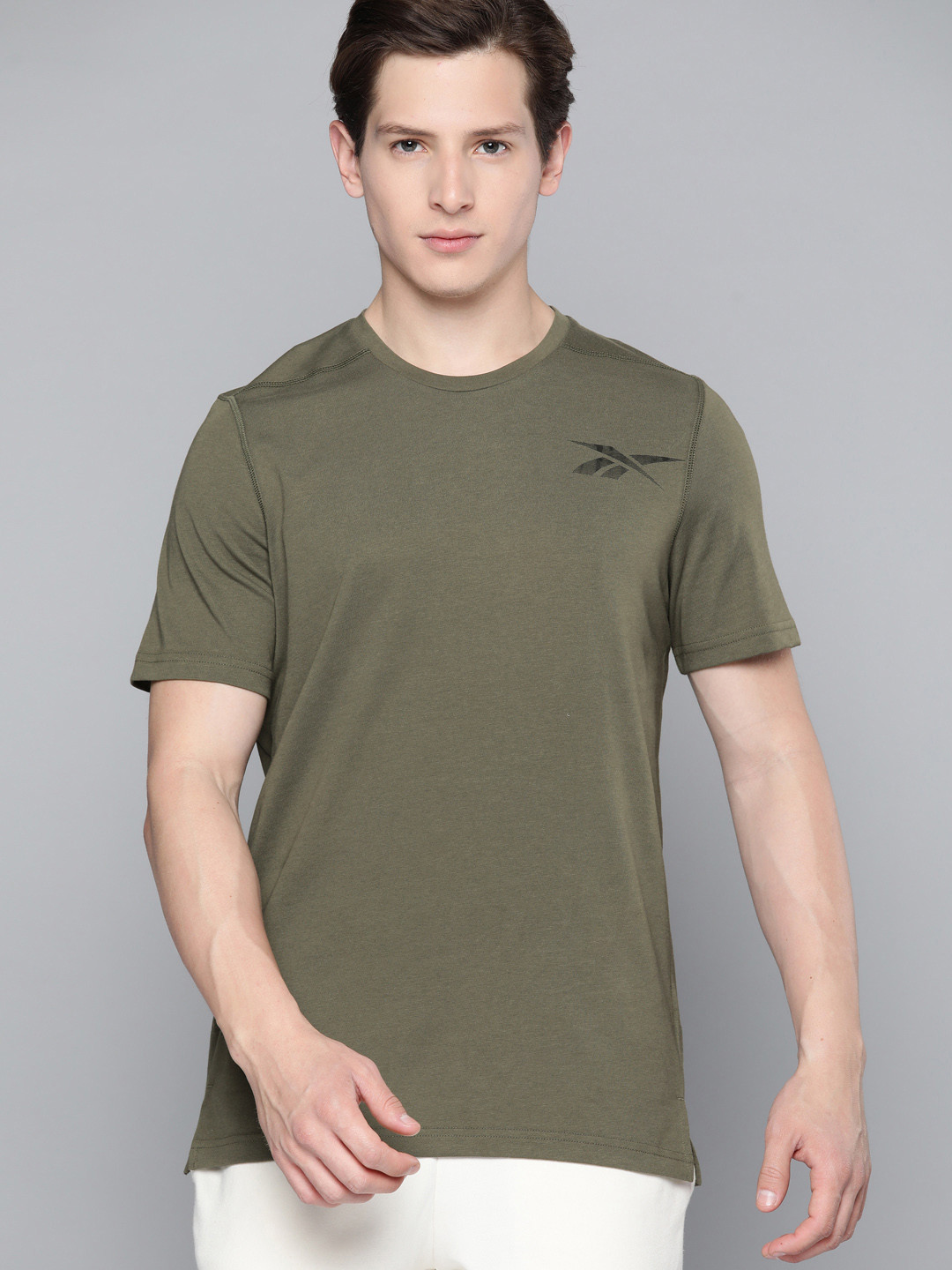 Reebok Men Olive Green  REECYCLED + SPEEDWICK Graphic Training T-Shirt