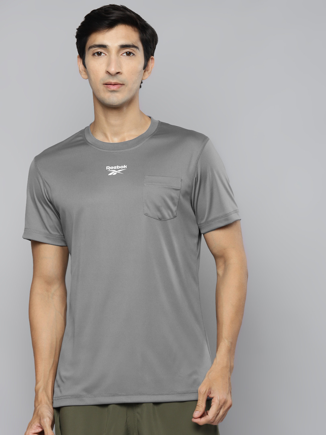 Reebok Men Grey WF Solid Training T-shirt