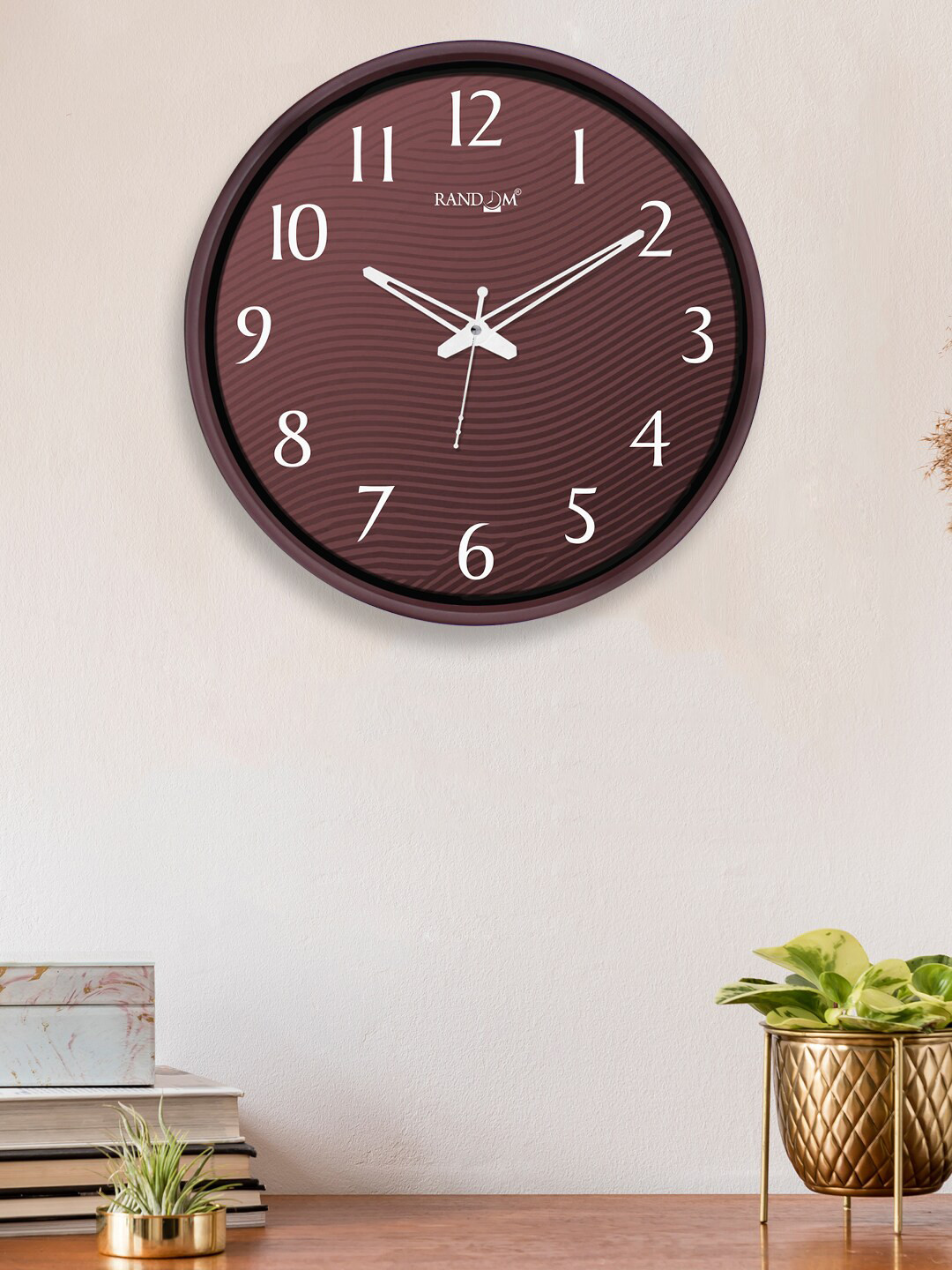 RANDOM Coffee Brown & White Contemporary Wall Clock